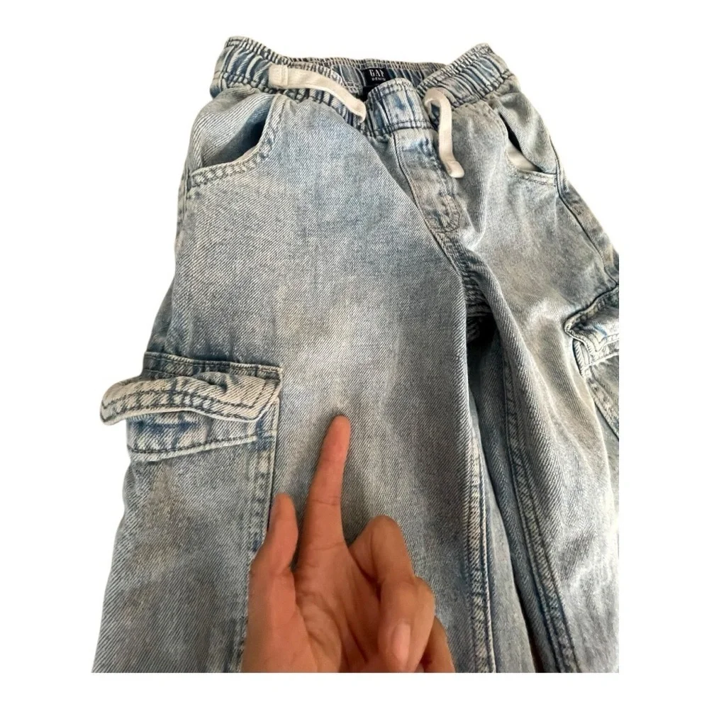 GAP kids Wide-Leg Pull-On Jeans Cargo Jeans Size M 100% Cotton
